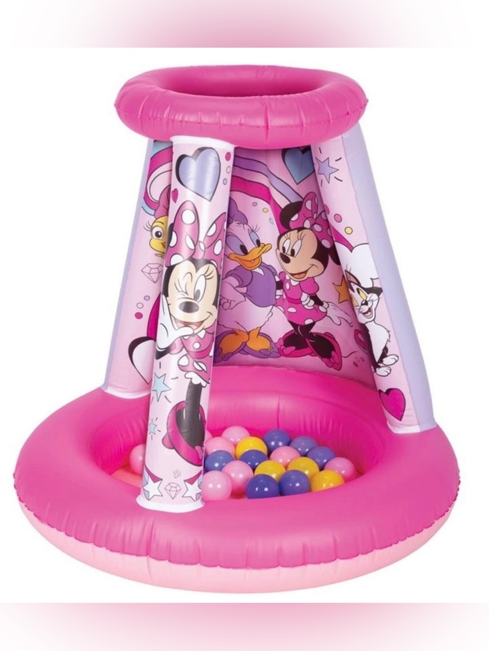 Disney Pink Minnie Mouse Inflatable Ball Pit with Colorful Balls